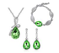 Txibikn Lot de 4 bijoux tendance en forme de goutte avec collier, boucles d'oreilles, bracelet pour femme, mariage, anniversaire, bal de fin d'année, cadeau, Acier allié, Pas de gemme