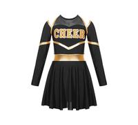 TXLEAPEY Costumes de pom-pom girl for enfants, uniforme de pom-pom girl d'école, ensembles de vêtements d'équipe d'encouragement for concours de danse(Black,6)