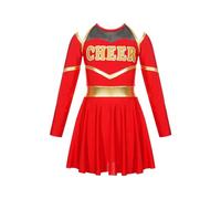 TXLEAPEY Costumes de pom-pom girl for enfants, uniforme de pom-pom girl d'école, ensembles de vêtements d'équipe d'encouragement for concours de danse(Red,8)