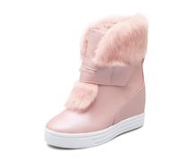 TXLEAPEY Femmes bottes d'hiver mode compensées chaussures chaudes femme plate-forme Med-mollet de neige grande taille(Pink,40)