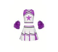 TXLEAPEY Jupe de pom-pom girl, Costume de sport mignon, Costume de spectacle de saison de retour, multicolore disponible(Purple,9-10Y(140cm))