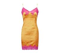 TXLEAPEY Mini-Robe Caraco en Satin Et Dentelle Contrastée en Jacquard