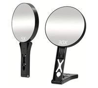 TXLEAPEY Miroir de Maquillage grossissant Double Face Pliable 30X/5X avec poignée et Support Table - précision for Points Noirs, acné Pores(Black)