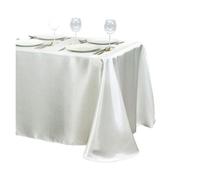 TXLEAPEY Nappe rectangulaire en Satin for décoration de Mariage, Banquet, Table à Manger(Beige,145x145cm)