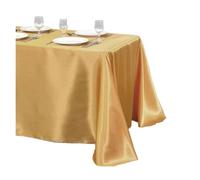 TXLEAPEY Nappe rectangulaire en Satin for décoration de Mariage, Banquet, Table à Manger(Gold,145x145cm)