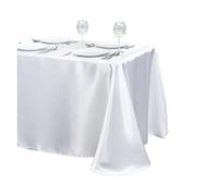 TXLEAPEY Nappe rectangulaire en Satin for décoration de Mariage, Banquet, Table à Manger(White,145x145cm)