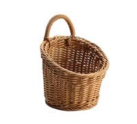 TXLEAPEY Panier de rangement cuisine tissé à la main, panier suspendu for ail, mural for fruits et articles divers avec poignée, organisateur, décoration d'intérieur(13x13cm)