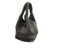 TXLEAPEY Pochette en cristal brillant, sac à bandoulière seau, sacs main et strass faits la, pochette de soirée luxe styliste(Black)
