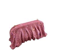 TXLEAPEY Pochettes de soirée faites à la main avec poignée brillante et strass, sacs pliables for fête mariage(Pink)