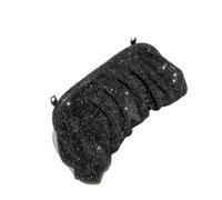 TXLEAPEY Pochettes de soirée faites à la main avec poignée brillante et strass, sacs pliables for fête mariage(Black)