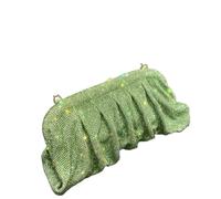 TXLEAPEY Pochettes de soirée faites à la main avec poignée brillante et strass, sacs pliables for fête mariage(Green)