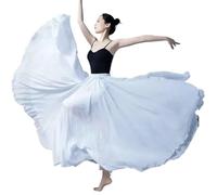 TXLEAPEY Robe Longue Rouge en Mousseline de Soie à Double épaisseur, Large à 720 degrés, Robe de Danse Violette, Jupe de Plage for Femmes(White Double,85cm)