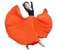 TXLEAPEY Robe Longue Rouge en Mousseline de Soie à Double épaisseur, Large à 720 degrés, Robe de Danse Violette, Jupe de Plage for Femmes(Orange Double,80cm)