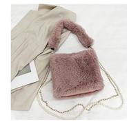 TXLEAPEY Sac à main en peluche bandoulière Femme Automne Hiver Nouveau Mode Polyvalent Niche Chaîne Bandoulière(Bean paste powder)