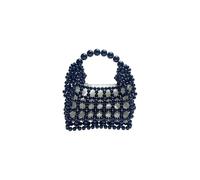 TXLEAPEY Sac à raviolis simple, élégant et ajouré, fait main, orné de perles d'un sac tissé style antique(Black)