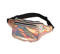 TXLEAPEY Sac de Taille à la Mode for Femmes, Sac Banane réglable en PVC, Sac holographique for Voyage, fête, randonnée, Course à Pied, Sac de Taille d'acheteur(Rose Gold)