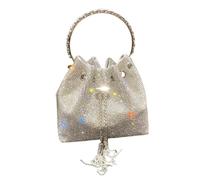 TXLEAPEY Sacs for femmes sac à main brillant diamant soirée Banquet cristal strass bandoulière(Silver-A-big)