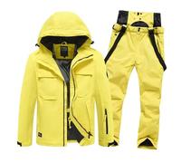 TXLEAPEY Sport de neige hommes femmes ensemble Ski imperméable snowboard costumes mâle en plein air montagne femme Snowsuit chaud tenue vêtements(YELLOW,XL)
