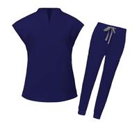 TXLEAPEY Uniformes Ensembles De Gommage For Femmes Blouses Chirurgicales Accessoires For Infirmières Hôpital Clinique Dentaire Salon De Beauté(Deep Blue,S)