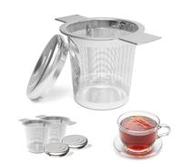 Txmyxgs 2PCS Infuseur à Thé en Acier Inoxydable, 304 Passoire thé avec Couvercle,Passoire thé avec Couvercle,nfuseur thé tasse, Universel Passoire à Thé pour Théière, Mug, Tasse, Verre (Argent)