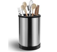 Txmyxgs Pot Ustensiles Cuisine,Rangement Ustensiles Cuisine Pivotant à 360° Avec Base De Drainage, SéParateur Amovible Pour Porte-Ustensiles, pour Cuillère Fourchette Baguettes,Noir