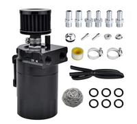 TXQDQSC Voiture Huile Moteur Récupérateur d'huile pour Alfa Romeo Stelvio Quadrifoglio, RéServoir D'Huile Aluminium avec 2 Ports Ensemble Filtres Accessoire,A-Black