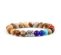 TXQHDHX 7 Chakra Bracelet de guérison Reiki Bouddha Perles Natural Tiger Eye Stone Black Lava Onyx Stand Bracelets for Women Men Yoga
