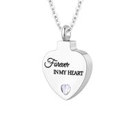 TXQHDHX Cremation Jewelry for Ashes Pendant - Crystal Birthstone Heart Urn Necklace with Mini Keepsake Urn Memorial Ashes Jewelry for Women - Forever in My Heart