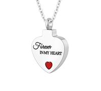 TXQHDHX Cremation Jewelry for Ashes Pendant - Crystal Birthstone Heart Urn Necklace with Mini Keepsake Urn Memorial Ashes Jewelry for Women - Forever in My Heart