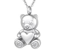 TXQHDHX Cremation Jewelry for Ashes Pendant Teddy Bear Heart Urn Necklace for Men Women with Mini Keepsake Urn Memorial Ashes Loved One Memorial Jewelry