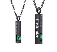 TXQHDHX Customize Cremation Jewelry for Ashes - Crystal Birthstone Cube Pendant Urn Necklace Personalized Necklaces Engraved Names - with Me Always