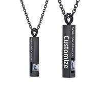 TXQHDHX Customize Cremation Jewelry for Ashes - Crystal Birthstone Cube Pendant Urn Necklace Personalized Necklaces Engraved Names - with Me Always
