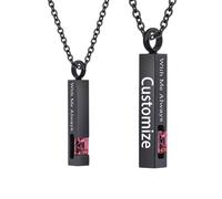 TXQHDHX Customize Cremation Jewelry for Ashes - Crystal Birthstone Cube Pendant Urn Necklace Personalized Necklaces Engraved Names - with Me Always