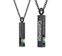 TXQHDHX Customize Cremation Jewelry for Ashes - Crystal Birthstone Cube Pendant Urn Necklace Personalized Necklaces Engraved Names - with Me Always