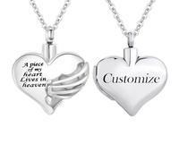 TXQHDHX Customize Cremation Jewelry - Heart Cremation Jewelry Urn Necklace Pendant for Human - A Piece of My Heart Lives in Heaven Personalized Necklaces Engraved Names