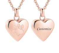 TXQHDHX Customize Cremation Jewelry - Pet Heart Cremation Jewelry for Ashes for Dog/Cat Paw Urn Necklace Paw Print Pet Heart Urn Necklace Personalized Necklaces Engraved Names