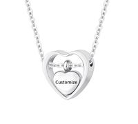TXQHDHX Customize Urn Necklace - Double Heart Cremation Jewelry for Ashes Pendant with Mini Keepsake Personalized Necklaces Engraved Names