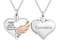 TXQHDHX Heart Cremation Urn Necklace Pendant for Human Ashes Memorial Keepsakes Cremation Jewelry Loved One Memorial Jewelry - A Piece of My Heart Lives in Heaven