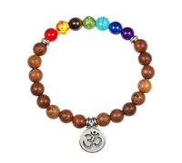 TXQHDHX Natural Stone Tiger Eye 7 Chakra Bracelets & Bangles Yoga Balance Beads Bracelet élastique de prière