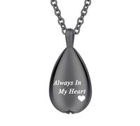 TXQHDHX Teardrop Cremation Jewelry for Ashes Pendant Keepsake Urn Necklace for Ashes for Women Men with Mini Keepsake Urn Memorial Ashes Jewelry - Always in My Heart