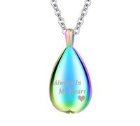TXQHDHX Teardrop Cremation Jewelry for Ashes Pendant Keepsake Urn Necklace for Ashes for Women Men with Mini Keepsake Urn Memorial Ashes Jewelry - Always in My Heart