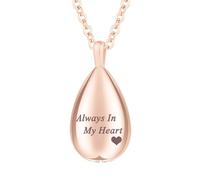 TXQHDHX Teardrop Cremation Jewelry for Ashes Pendant Keepsake Urn Necklace for Ashes for Women Men with Mini Keepsake Urn Memorial Ashes Jewelry - Always in My Heart