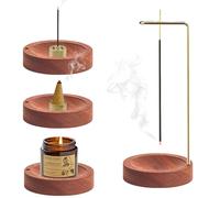 GETRICH Brûleur D'encens Inversé, Porte-Encens Multifonction, 9 Trous Brûleur D'encens, Porte-Encens en Bois pour Yoga, Méditation, Décor de Bureau à Domicile, Zen, Spa