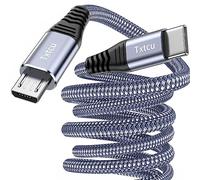 Txtcu Câble USB C vers micro USB 0,3 m, câble USB type C vers micro câble en nylon tressé USB C vers micro câble de charge Android câble de charge Dast Sync compatible avec Samsung Galaxy