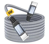 Txtcu Câble USB C vers USB C 9m, PD Charge Rapide 60W Câble USB Type C Nylon Tressé Compatible avec iPhone 15 Plus/Pro/Max,Samsung Galaxy S24 Plus/Ultra S23/A54/A34,iPad Pro Air, MacBook Pro, Google