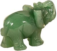 Txuolin 1Pc Éléphant Vert Ornement Artisanat Pierre de Jade Vert Naturelle Statue Éléphant Décor Jouets à La Main, Statues, Produits de Décoration Maison