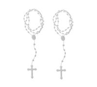 Txuolin Lot de 2 colliers chapelet en plastique blanc lumineux pour prière catholicisme, bijoux religieux, collier avec croix pour femme, collier avec croix pour homme, collier pour femme, bijoux