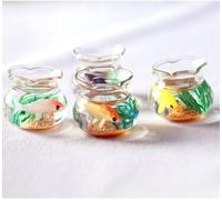 Txuolin Lot de 2 mini bols à poissons ronds en résine pour maison de poupée, bureau, projet d'artisanat, mini bol à poissons, pour décoration de scène de jardin, accessoires de maison de poupée