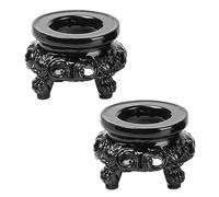 Txuolin Lot de 2 présentoirs en bois noir pour sphère de cristal, support de boule de quartz, support creux en bois pour boule de cristal, globe de pierre, décoration sur piédestaux