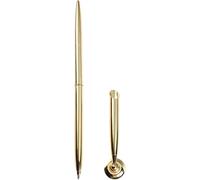 Txuolin Porte-stylo et stylo rond doré en métal attaché au bureau Support de base pour l'écriture de mariage Stylos à bille Ensemble de stylos à bille Support de base attachée au bureau